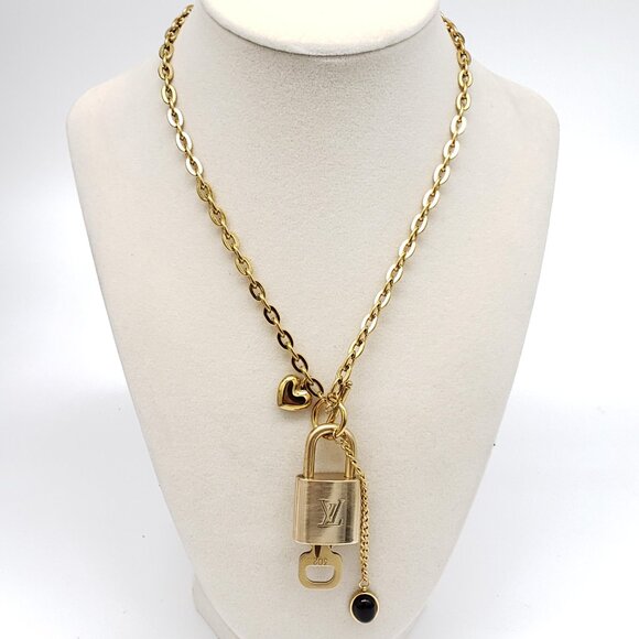 Authentic Louis Vuitton Gold Padlock with Unbranded Stainless Steel Chain - Picture 9 of 9